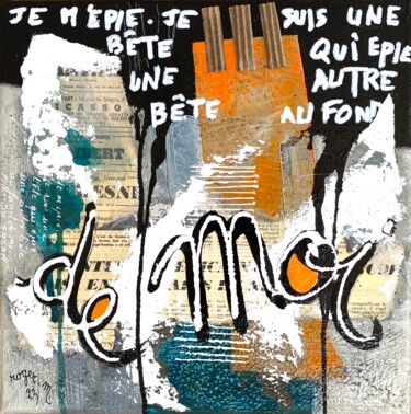 Painting titled "Au Fond de Moi (Enc…" by Roger.M, Original Artwork, Acrylic Mounted on Wood Stretcher frame
