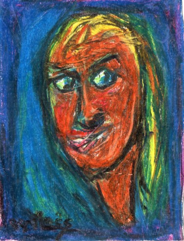 Рисунок под названием "Expression 2" - Roger Maës, Подлинное произведение искусства, Пастель