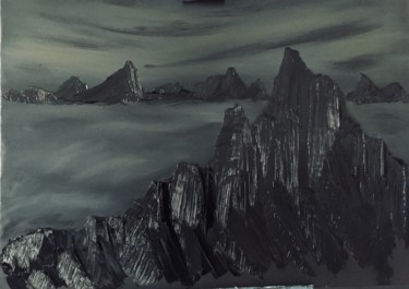 Peinture intitulée "Alpes flottante" par Roger Birbaum, Œuvre d'art originale, Huile