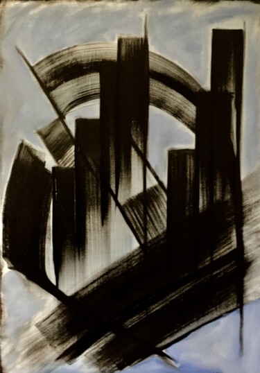 Peinture intitulée "New City" par Roger Birbaum, Œuvre d'art originale, Huile Monté sur Châssis en bois