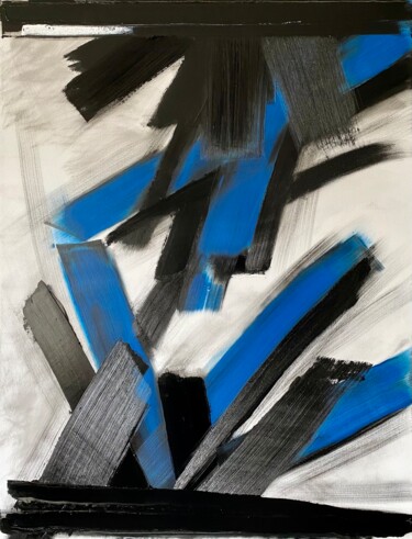 Painting titled "Blue Composite" by Roger Birbaum, Original Artwork, Oil Mounted on Wood Stretcher frame