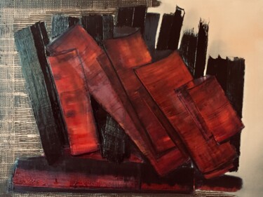 Peinture intitulée "Red Carbone Structu…" par Roger Birbaum, Œuvre d'art originale, Huile