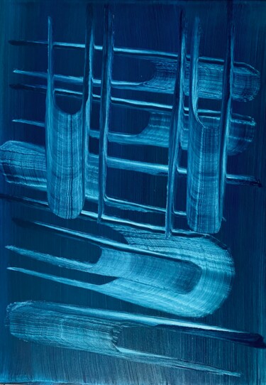 Peinture intitulée "Blue structure" par Roger Birbaum, Œuvre d'art originale, Huile