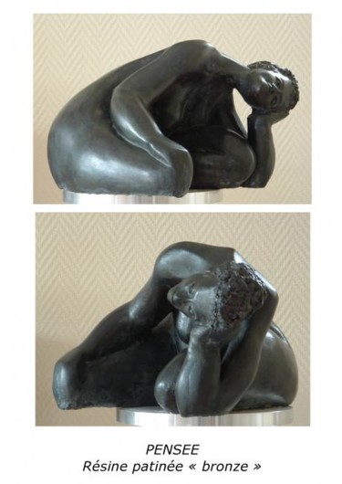 Скульптура под названием "PENSEUSE résine pat…" - Roger Gicquel, Подлинное произведение искусства, Литьё