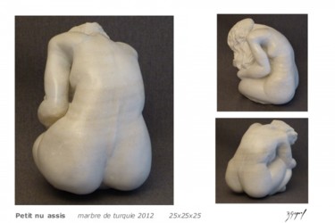 Sculpture titled "Petit nu assis" by Roger Gicquel, Original Artwork, Stone