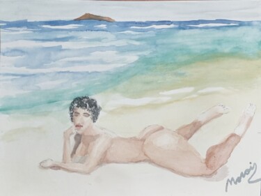 Peinture intitulée "Banho de sol" par Rogério Morais, Œuvre d'art originale, Aquarelle