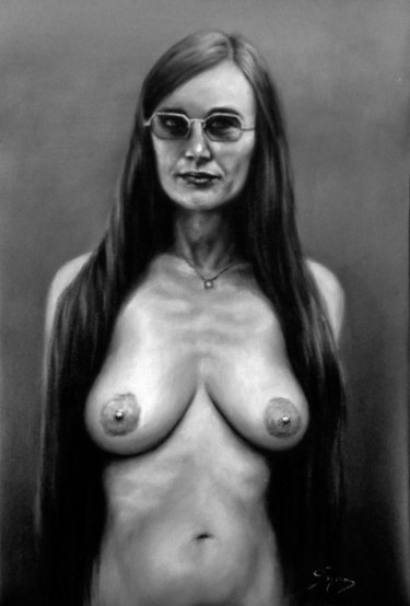 Pintura intitulada "Carolyn topless por…" por Rogério Silva, Obras de arte originais, Óleo