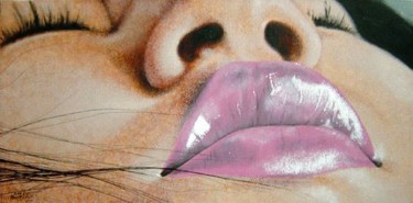 Schilderij getiteld "Lips 1" door Roger Licot, Origineel Kunstwerk, Olie