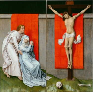 Pintura intitulada "Le Christ en croix…" por Rogier Van Der Weyden, Obras de arte originais, Óleo