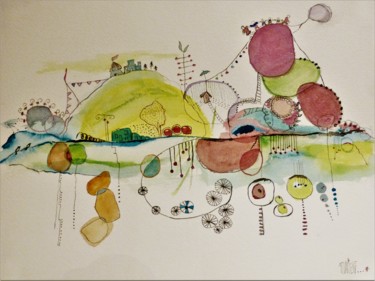 Painting titled "Aquarelle les rêves…" by Marierf, Original Artwork, Watercolor