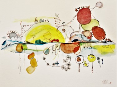 Painting titled "Rêve 9" by Marierf, Original Artwork, Watercolor