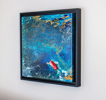 Painting titled "Le Lagon" by Roland Bouvier, Original Artwork, Acrylic Mounted on Wood Stretcher frame