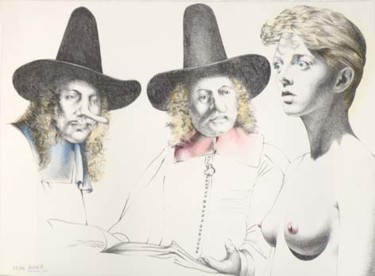 Gravures & estampes intitulée "Sans Paroles Litho 4" par Roland Delcol, Œuvre d'art originale, Gravure