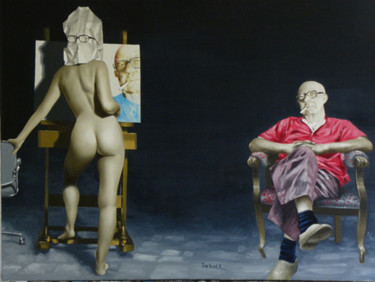Peinture intitulée "Nu & Scuttenaire" par Roland Delcol, Œuvre d'art originale, Huile