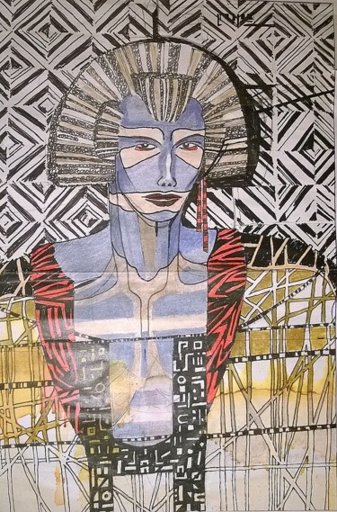 Painting titled "femme-metropolis.jpg" by Roland Gicquel, Original Artwork, Ink