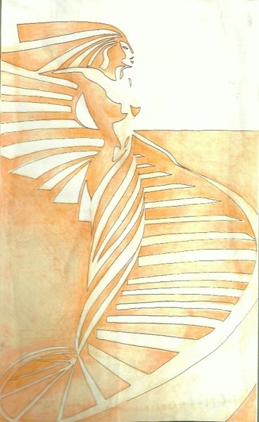 Drawing titled "femme-escaliers.jpg" by Roland Gicquel, Original Artwork, Other