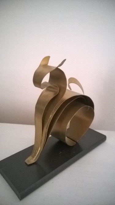 Sculpture titled "chat1.jpg" by Roland Gicquel, Original Artwork, Metals