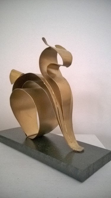 Sculpture titled "chat2.jpg" by Roland Gicquel, Original Artwork, Metals