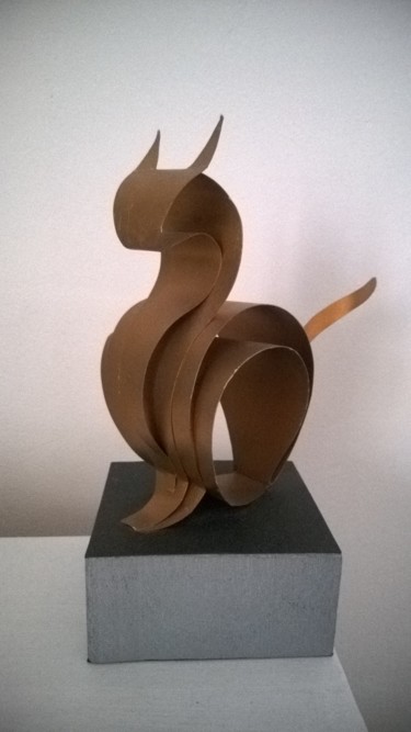 Sculpture titled "chat3.jpg" by Roland Gicquel, Original Artwork, Metals