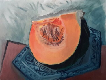 Peinture intitulée "la citrouille" par Roland Gschwind, Œuvre d'art originale, Gouache