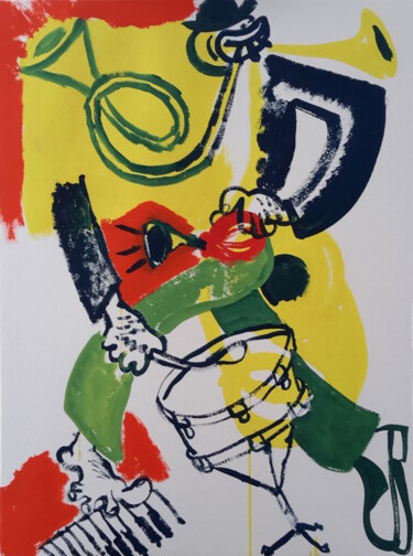 Peinture intitulée "one man orchestra" par Roland Gschwind, Œuvre d'art originale, Gouache