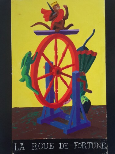 Peinture intitulée "La roue de fortune" par Roland Gschwind, Œuvre d'art originale, Gouache