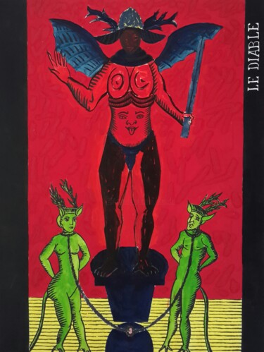 Painting titled "Le diable" by Roland Gschwind, Original Artwork, Gouache
