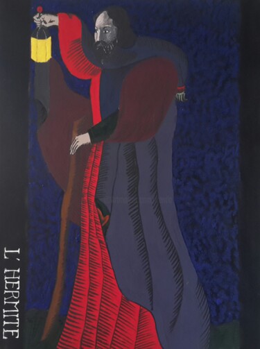 Peinture intitulée "L'hermite" par Roland Gschwind, Œuvre d'art originale, Gouache