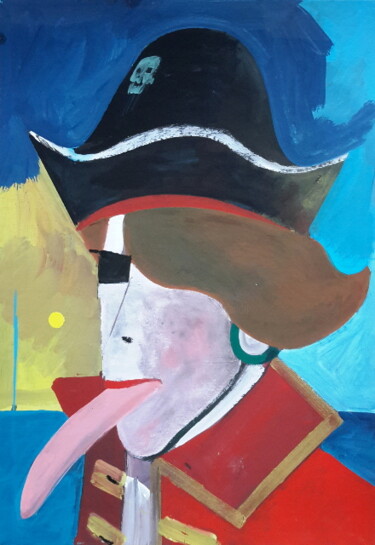 Painting titled "Le pirate" by Roland Gschwind, Original Artwork, Gouache