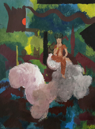 Peinture intitulée "Le bodhisattva "déb…" par Roland Gschwind, Œuvre d'art originale, Gouache