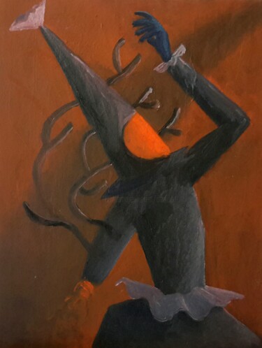 Painting titled "Turfu" by Roland Gschwind, Original Artwork, Oil Mounted on Cardboard