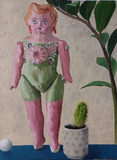 Pittura intitolato "La poupée mexicaine" da Roland Gschwind, Opera d'arte originale, Olio
