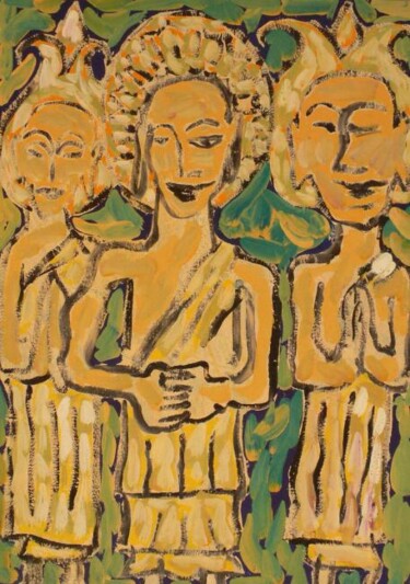 Peinture intitulée "bouddha ananda kash…" par Roland Gschwind, Œuvre d'art originale, Gouache