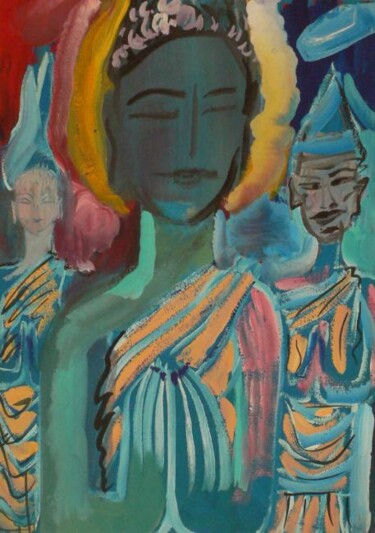 Peinture intitulée "bouddha ananda kash…" par Roland Gschwind, Œuvre d'art originale, Gouache