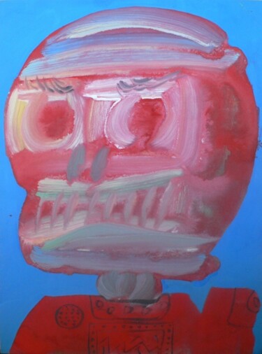 Pintura titulada "robot 7" por Roland Gschwind, Obra de arte original, Gouache