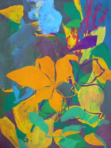 Painting titled "plantes" by Roland Gschwind, Original Artwork, Gouache