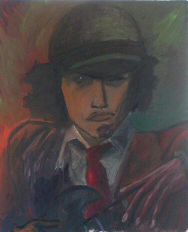 Peinture intitulée "Angus Young" par Roland Gschwind, Œuvre d'art originale, Huile