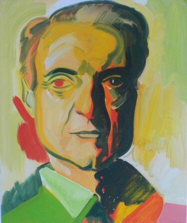 Schilderij getiteld "Roy Lichtenstein" door Roland Gschwind, Origineel Kunstwerk, Olie