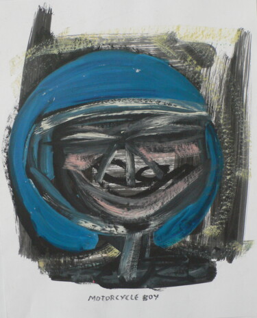 Peinture intitulée "motorcycle boy" par Roland Gschwind, Œuvre d'art originale, Huile