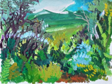 Painting titled "Garrigues" by Roland Gschwind, Original Artwork, Gouache