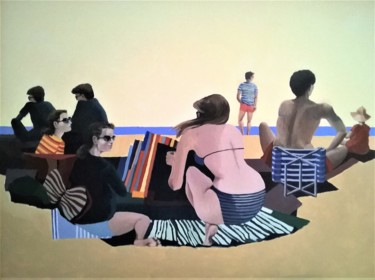 Malerei mit dem Titel "sur la plage" von Roland Guyomard, Original-Kunstwerk, Acryl