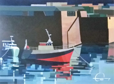 Peinture intitulée "bateau en cale.jpg" par Roland Guyomard, Œuvre d'art originale, Acrylique