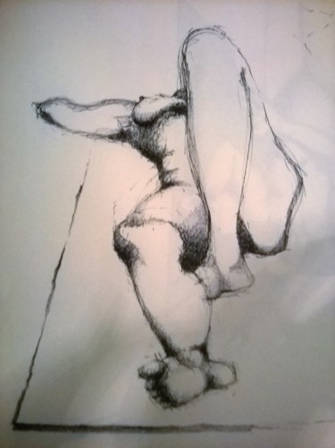Dibujo titulada "nu allongé" por Roland Guyomard, Obra de arte original, Rotulador