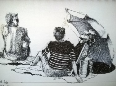 Dessin intitulée "Etude pour parasol…" par Roland Guyomard, Œuvre d'art originale, Graphite