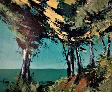 Peinture intitulée "arbres 4" par Roland Guyomard, Œuvre d'art originale, Acrylique