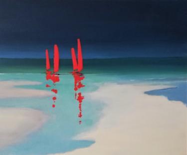 Painting titled "Voiles rouge" by Roland Guyomard, Original Artwork, Acrylic