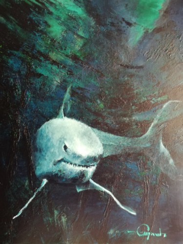 Malerei mit dem Titel "requin" von Roland Guyomard, Original-Kunstwerk, Acryl