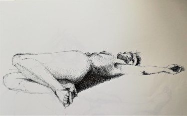 Dessin intitulée "nu couché 2" par Roland Guyomard, Œuvre d'art originale, Marqueur