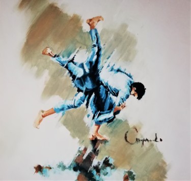Painting titled "Judo" by Roland Guyomard, Original Artwork, Acrylic