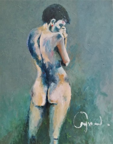 Peinture intitulée "Huguette nue de dos" par Roland Guyomard, Œuvre d'art originale, Acrylique